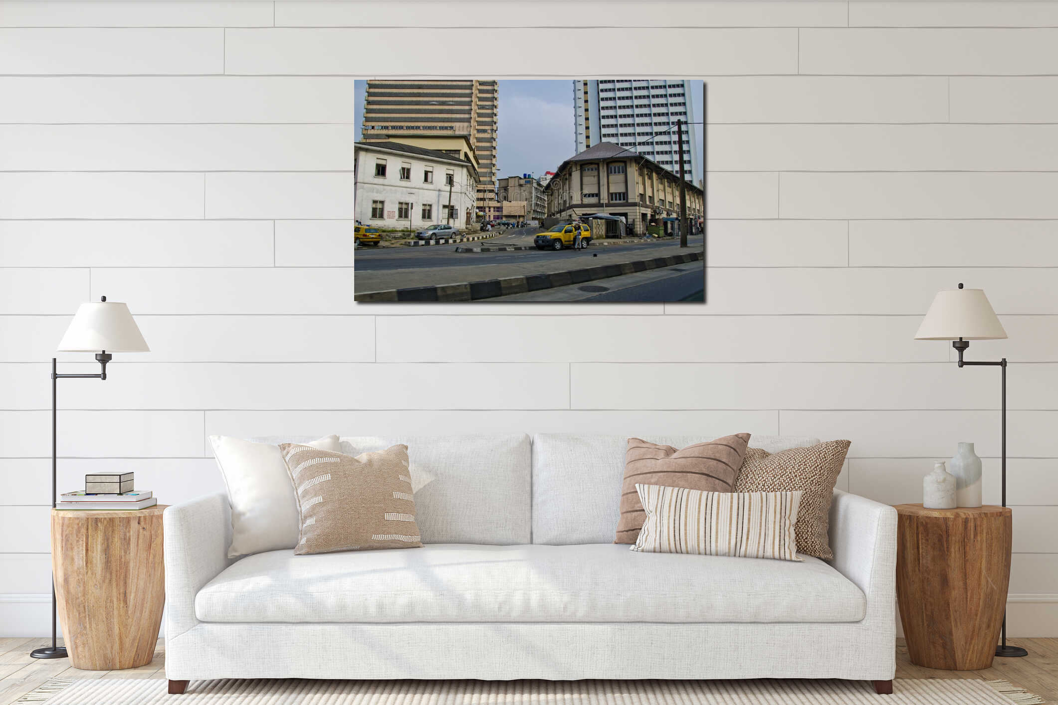 Canvas hanging interior mockup