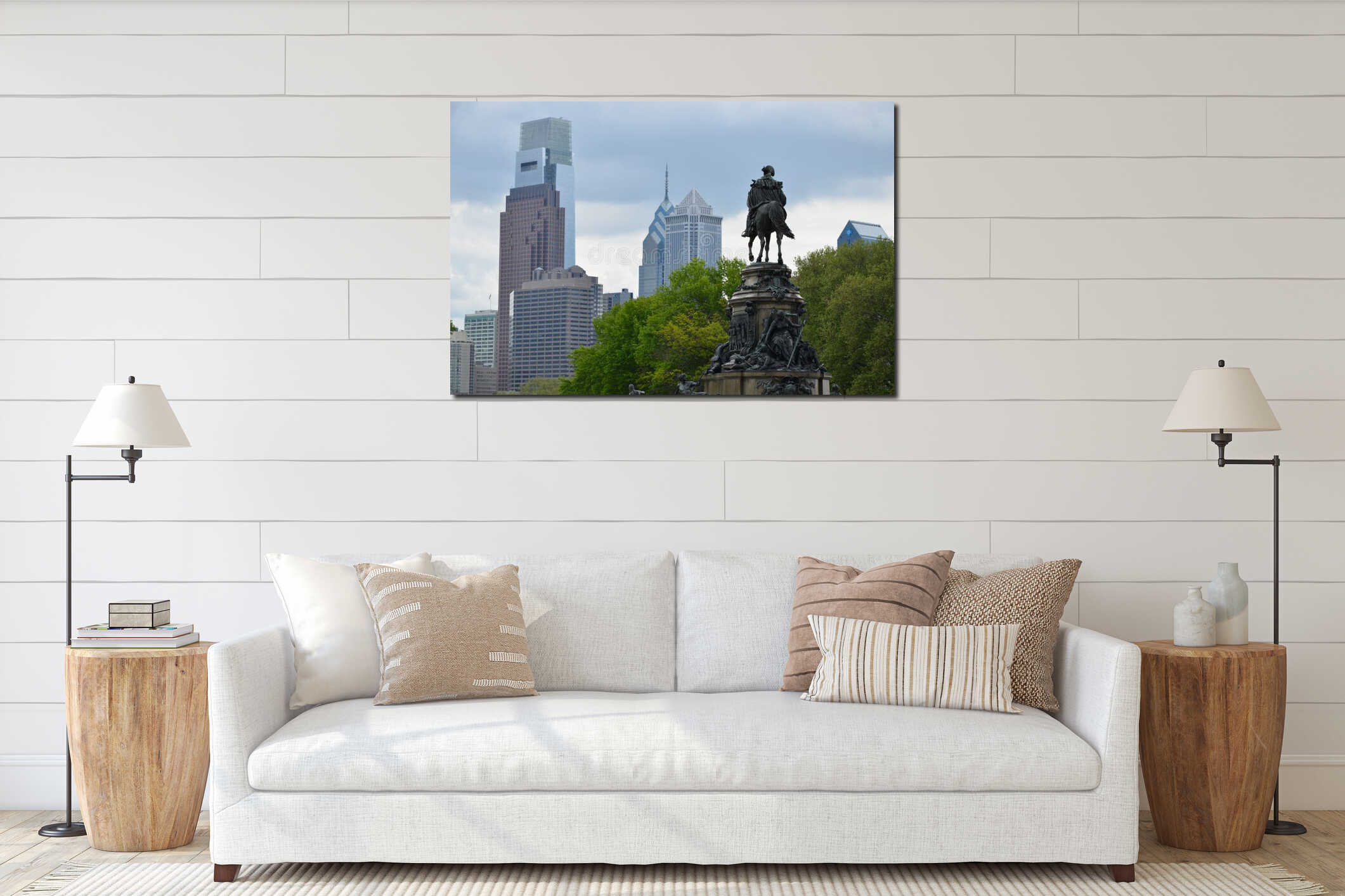 Canvas hanging interior mockup