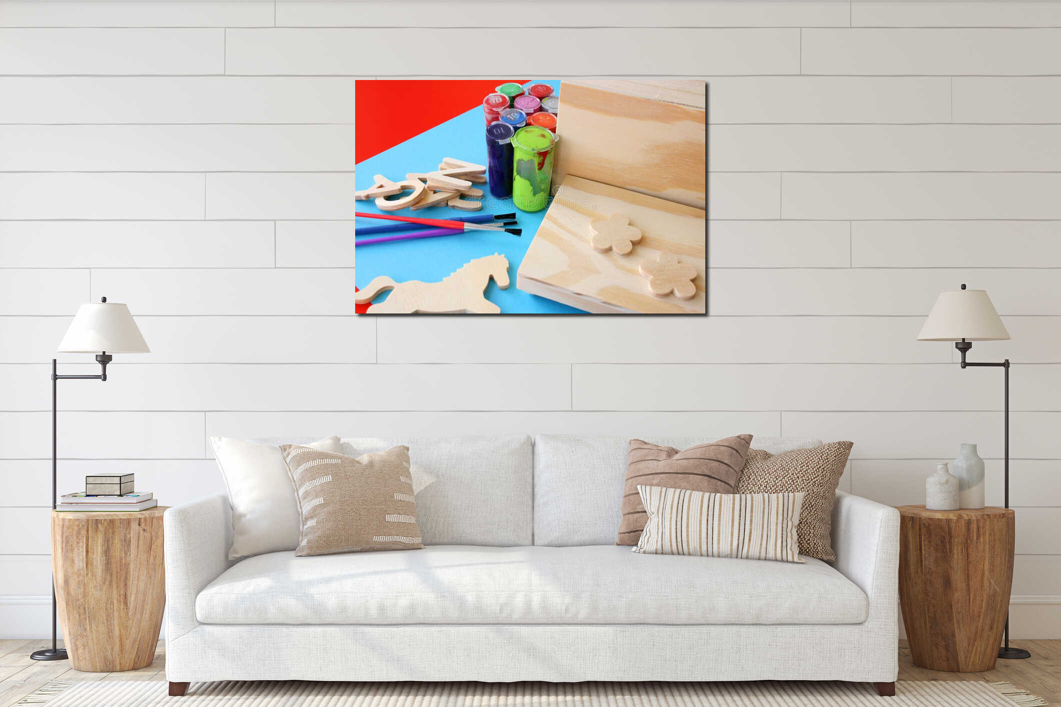 Canvas hanging interior mockup