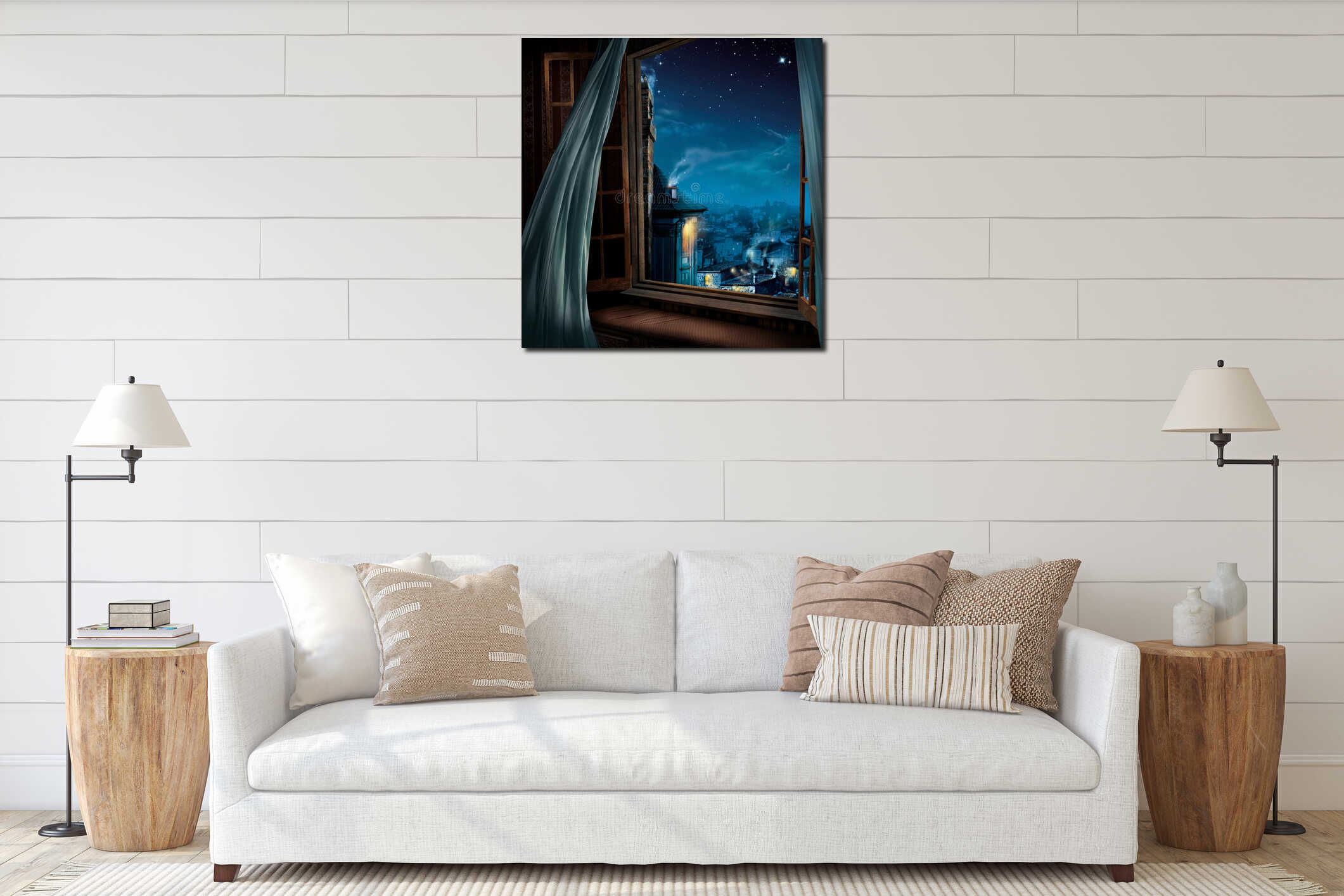 Canvas hanging interior mockup