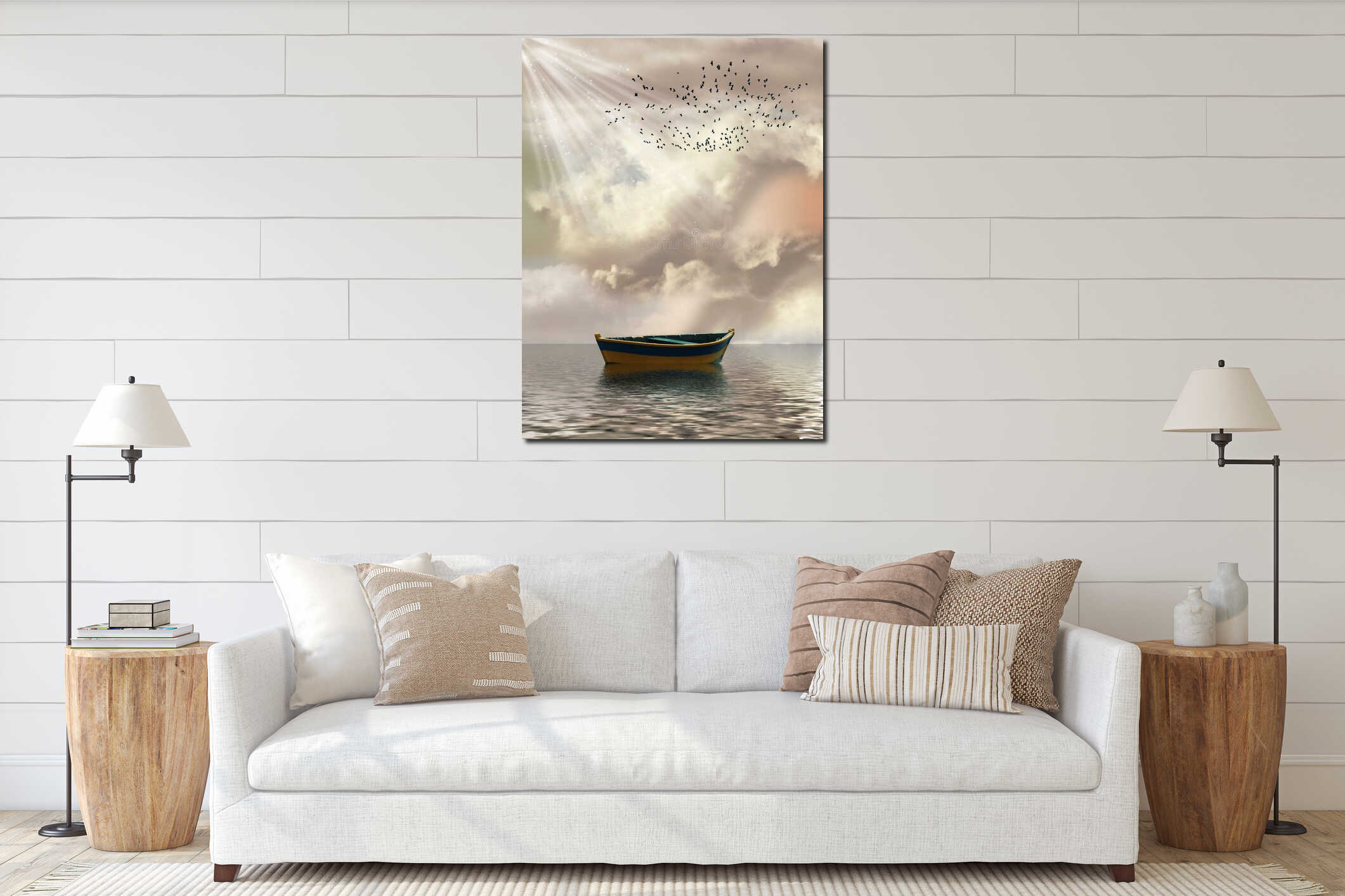 Canvas hanging interior mockup