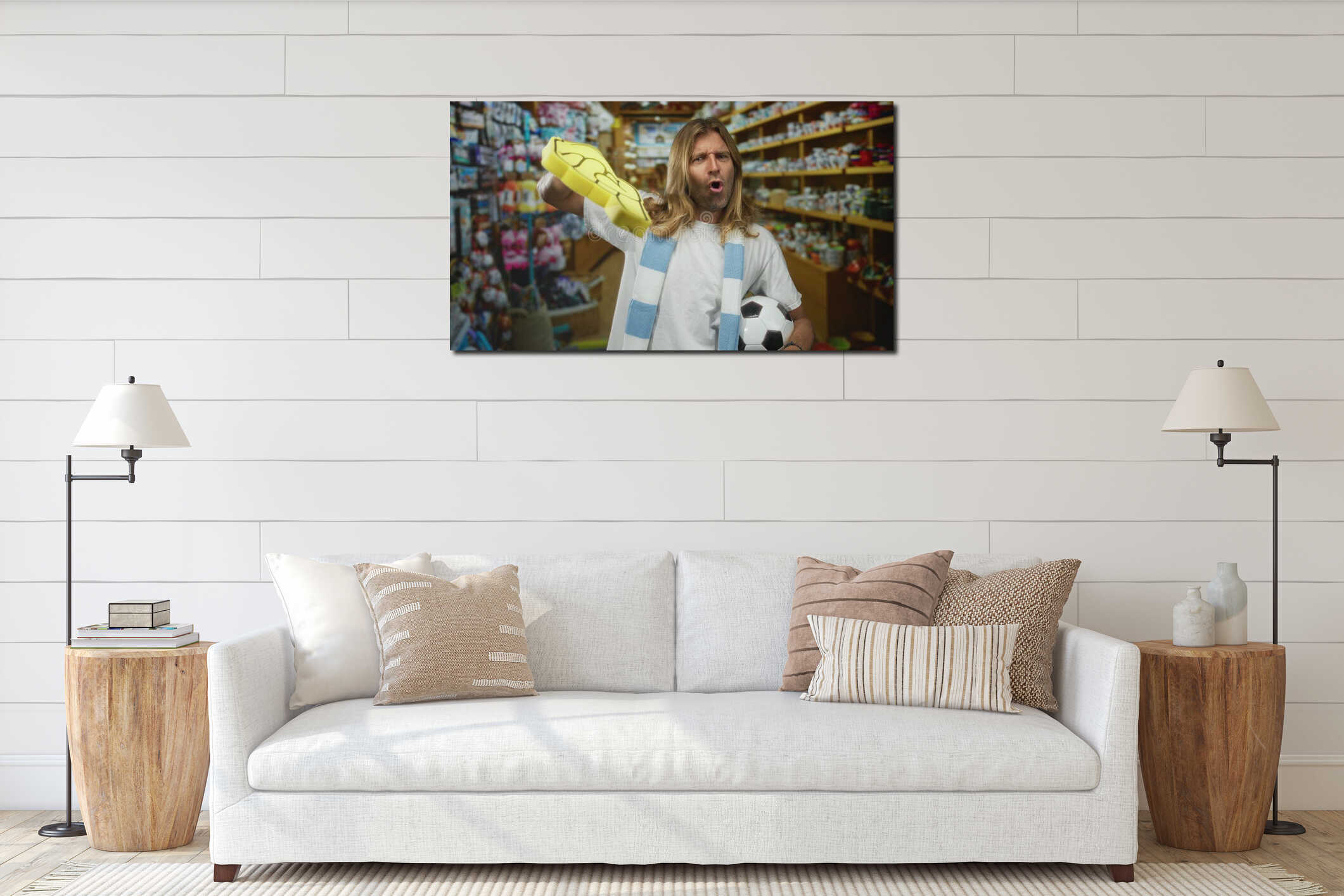 Canvas hanging interior mockup