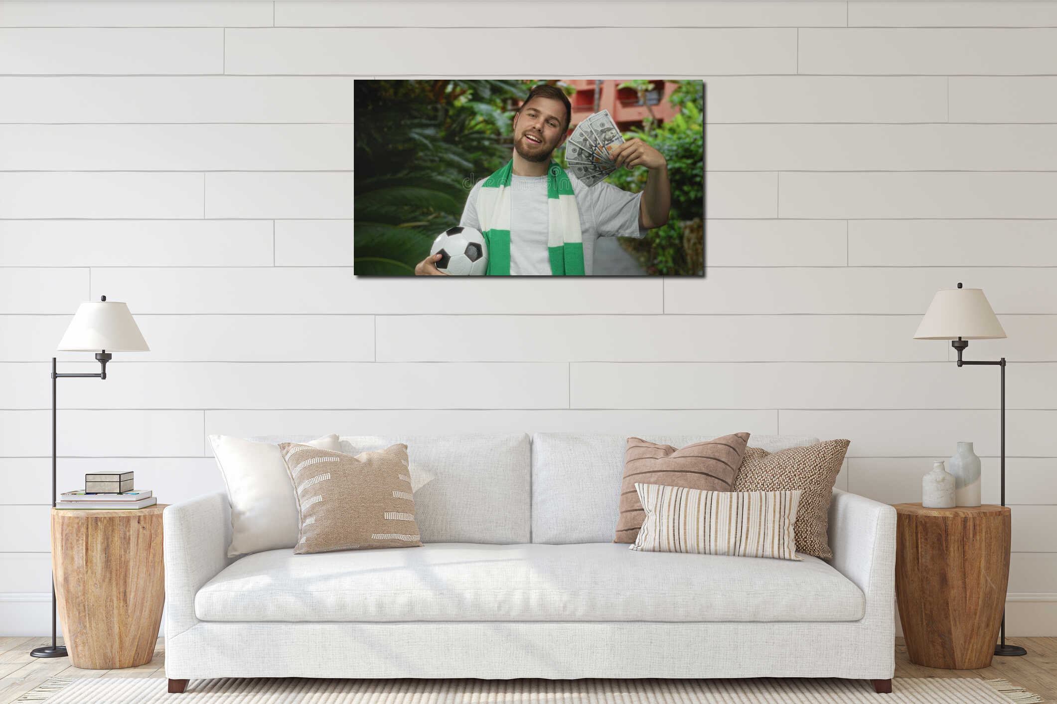 Canvas hanging interior mockup