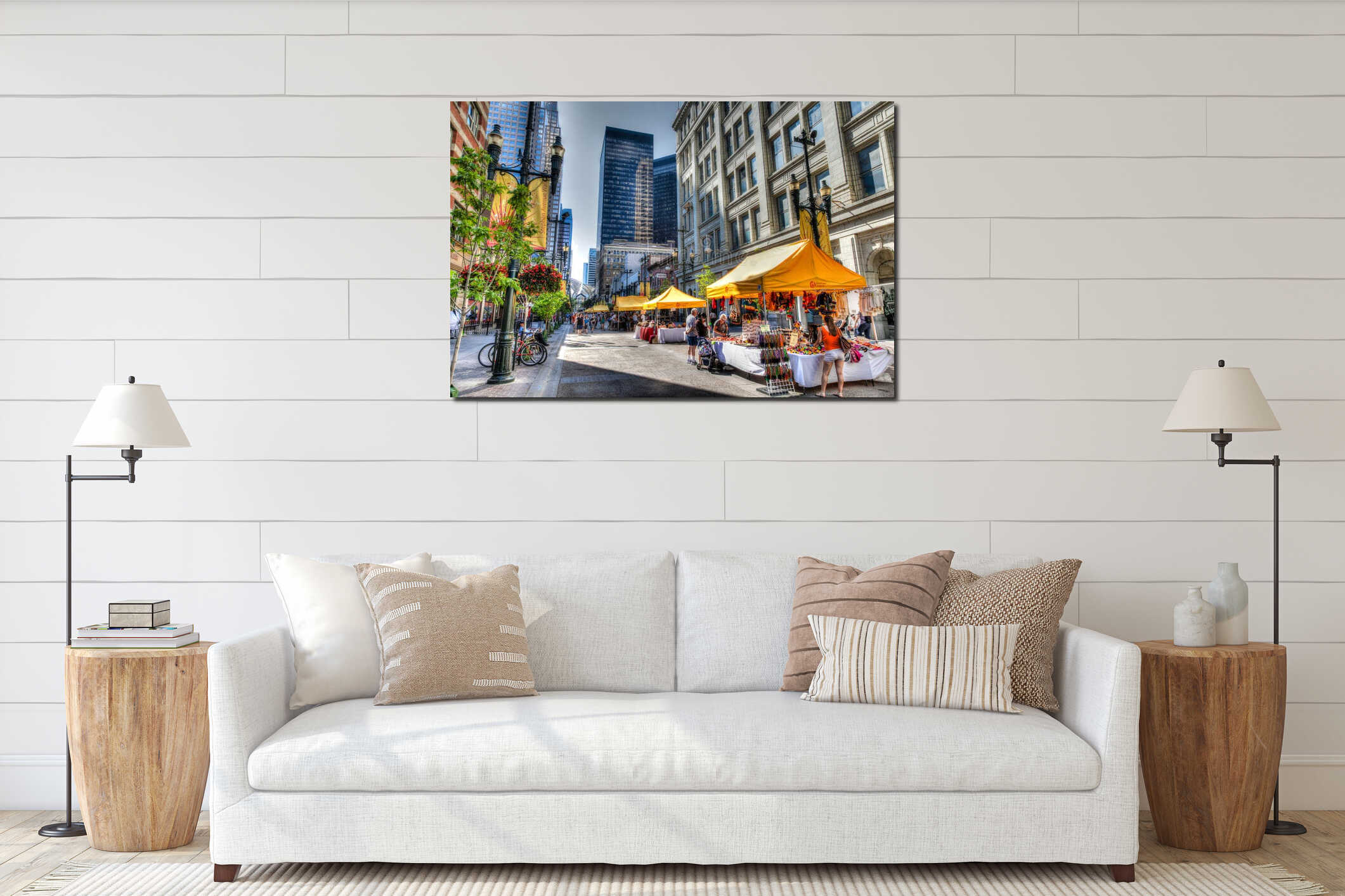 Canvas hanging interior mockup