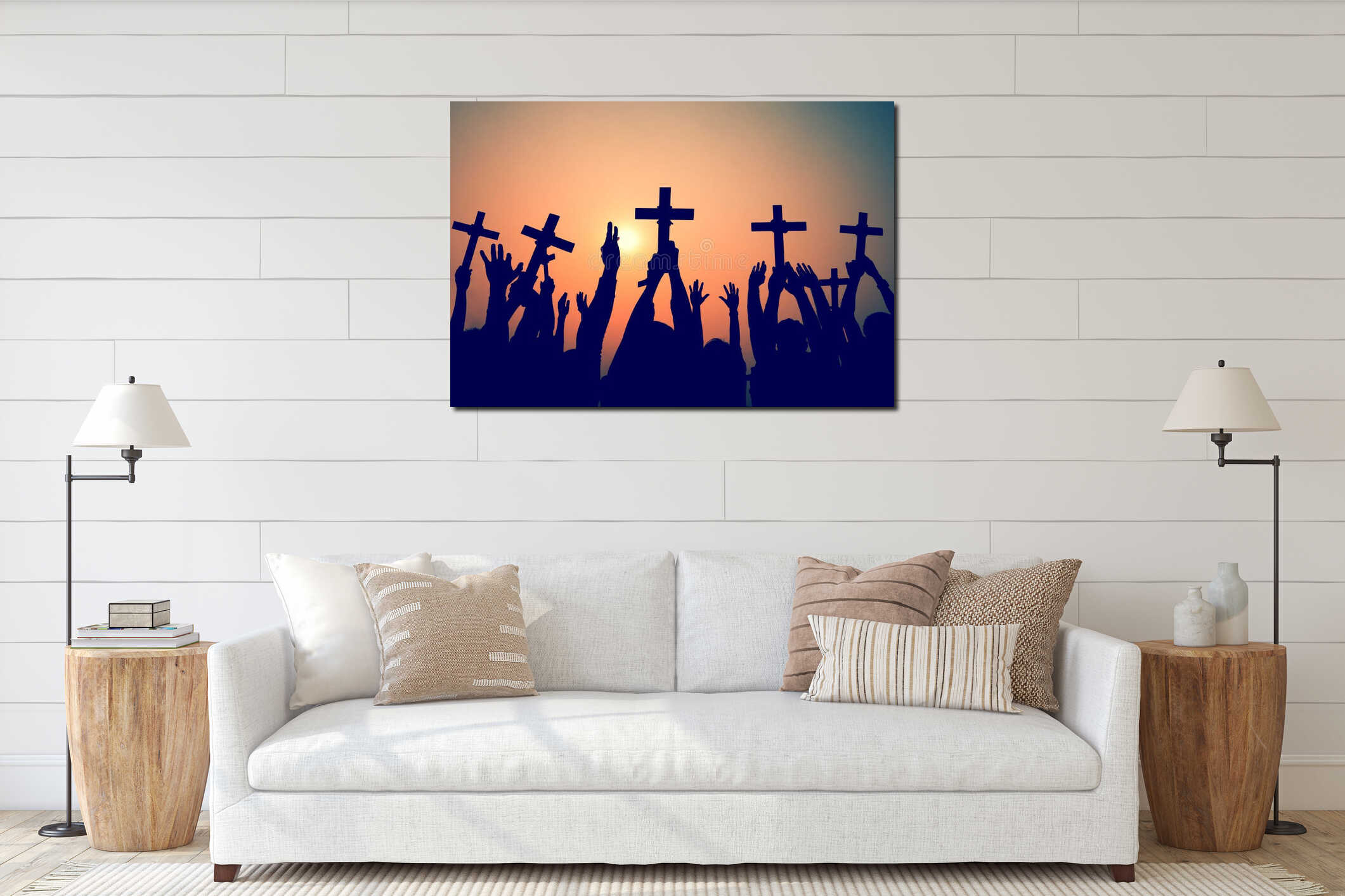 Canvas hanging interior mockup