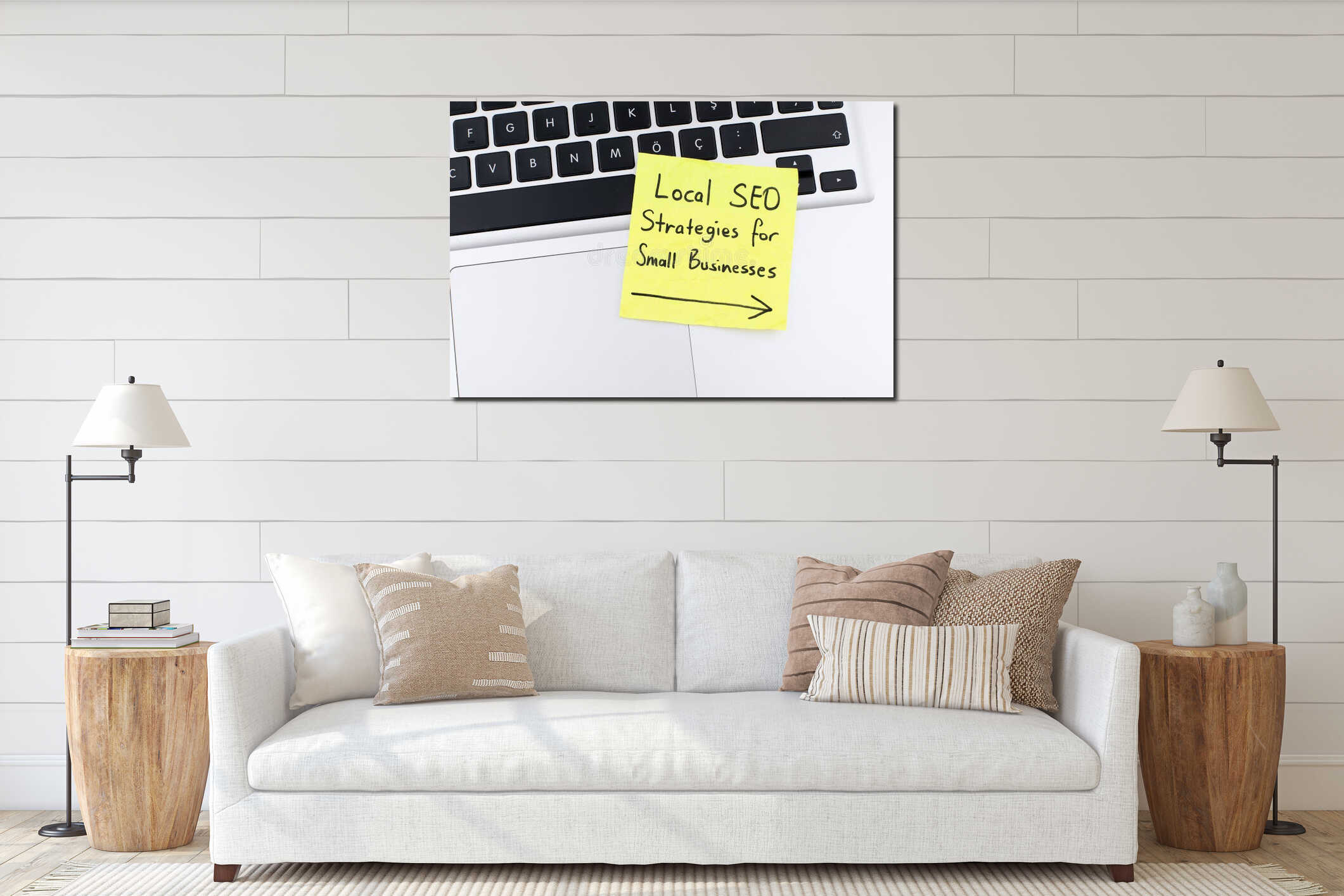 Canvas hanging interior mockup