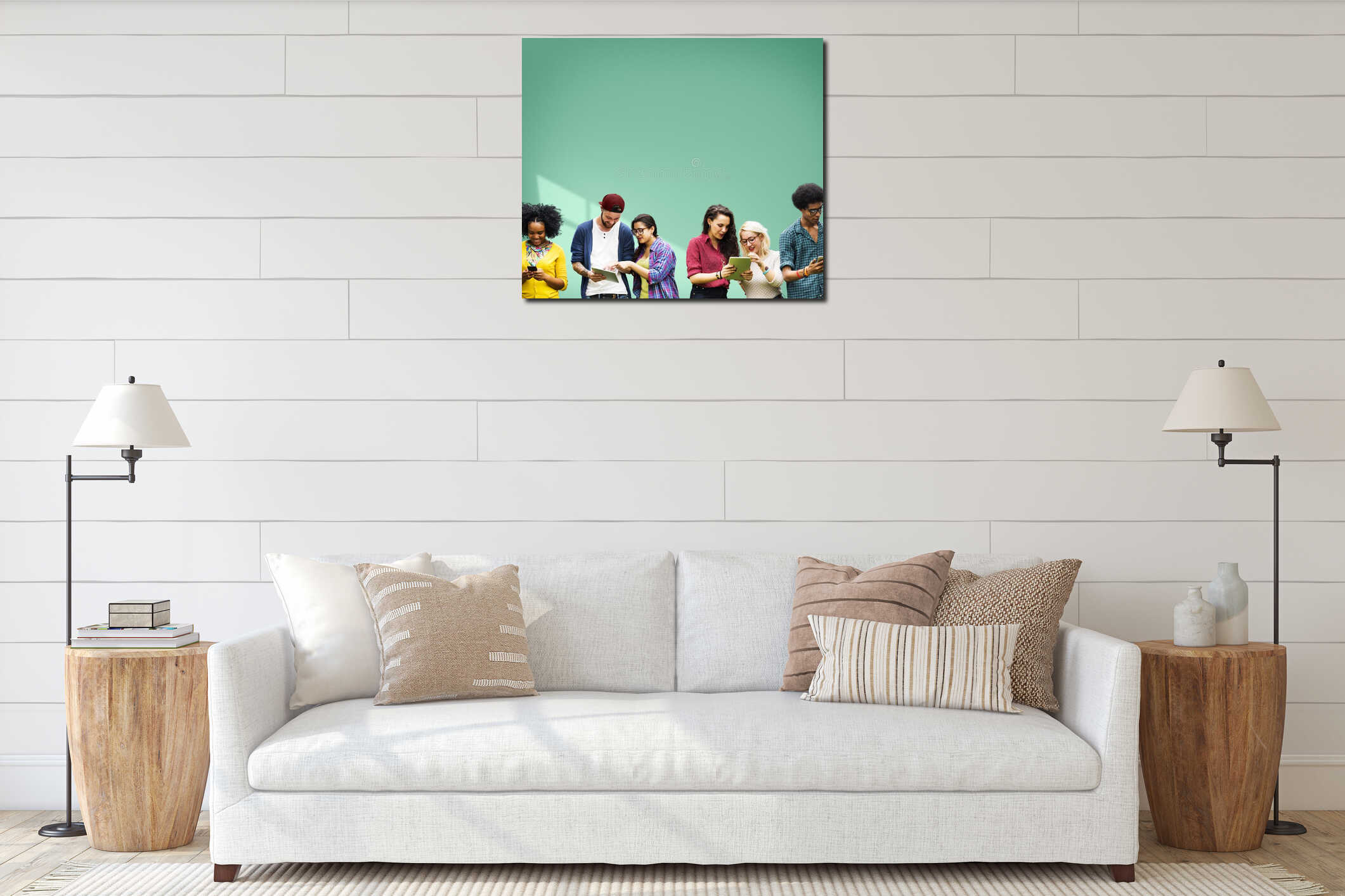 Canvas hanging interior mockup