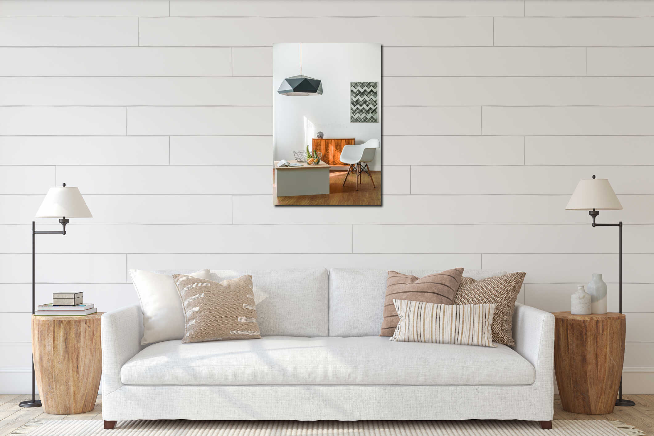 Canvas hanging interior mockup
