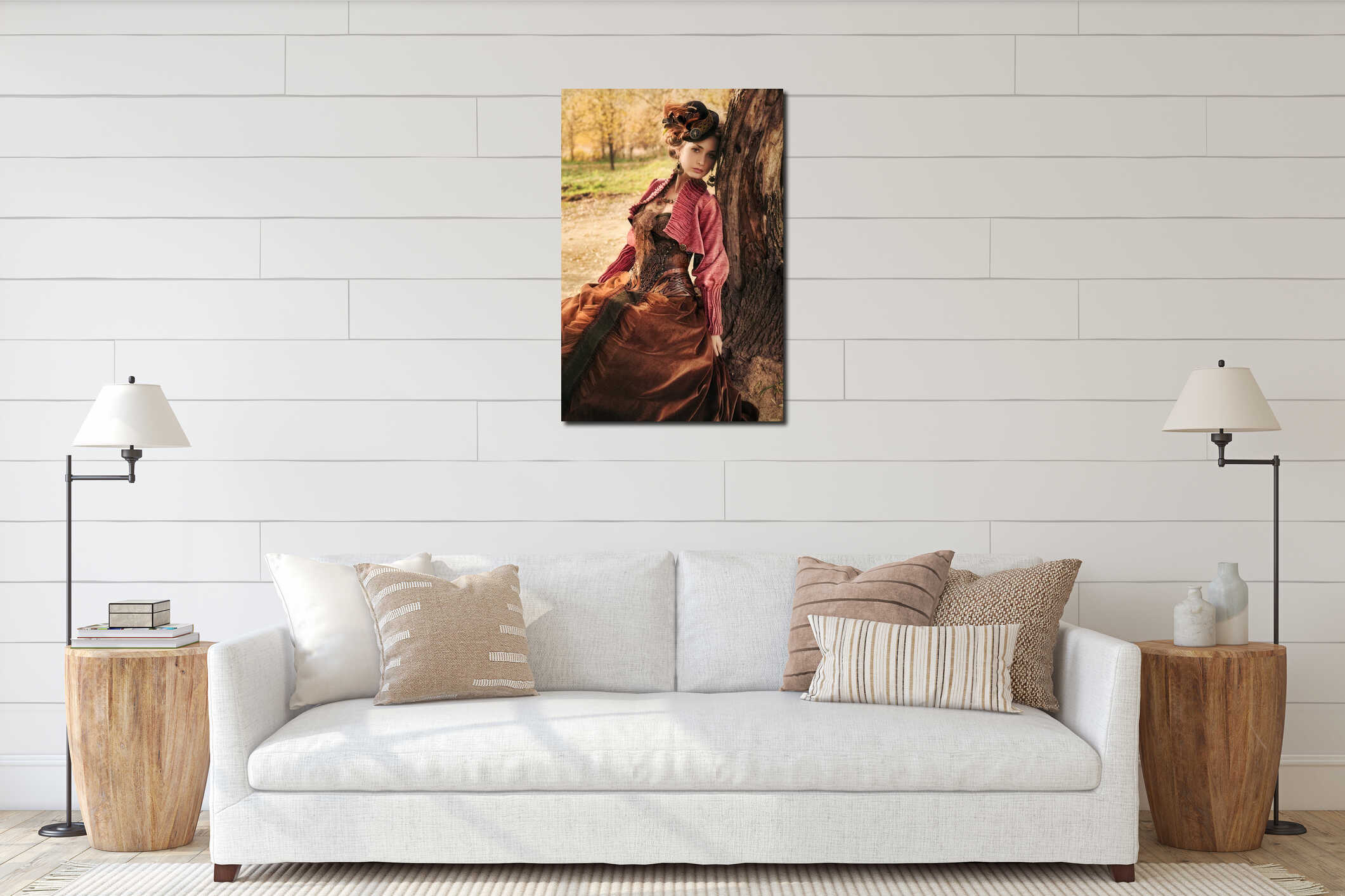Canvas hanging interior mockup