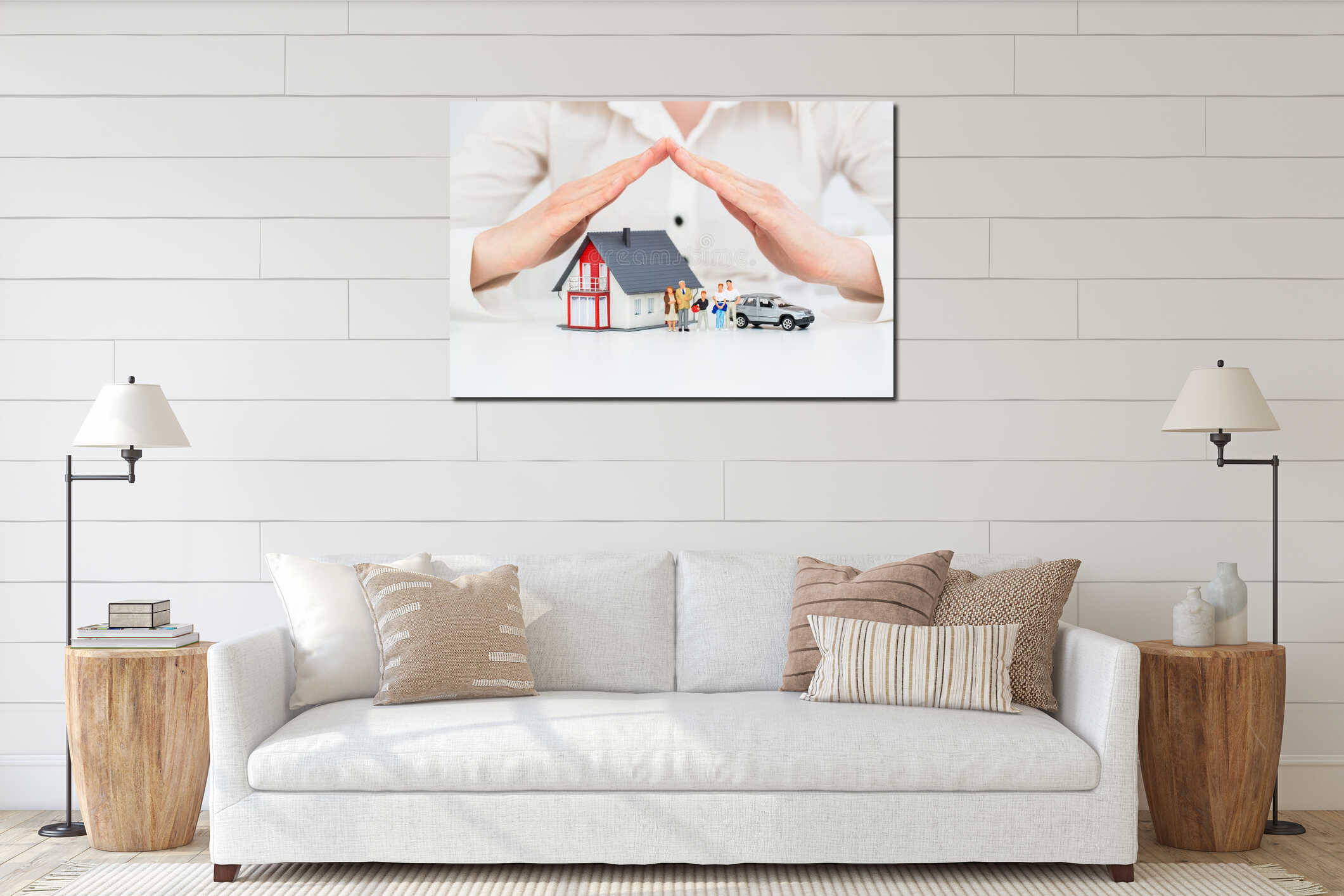 Canvas hanging interior mockup