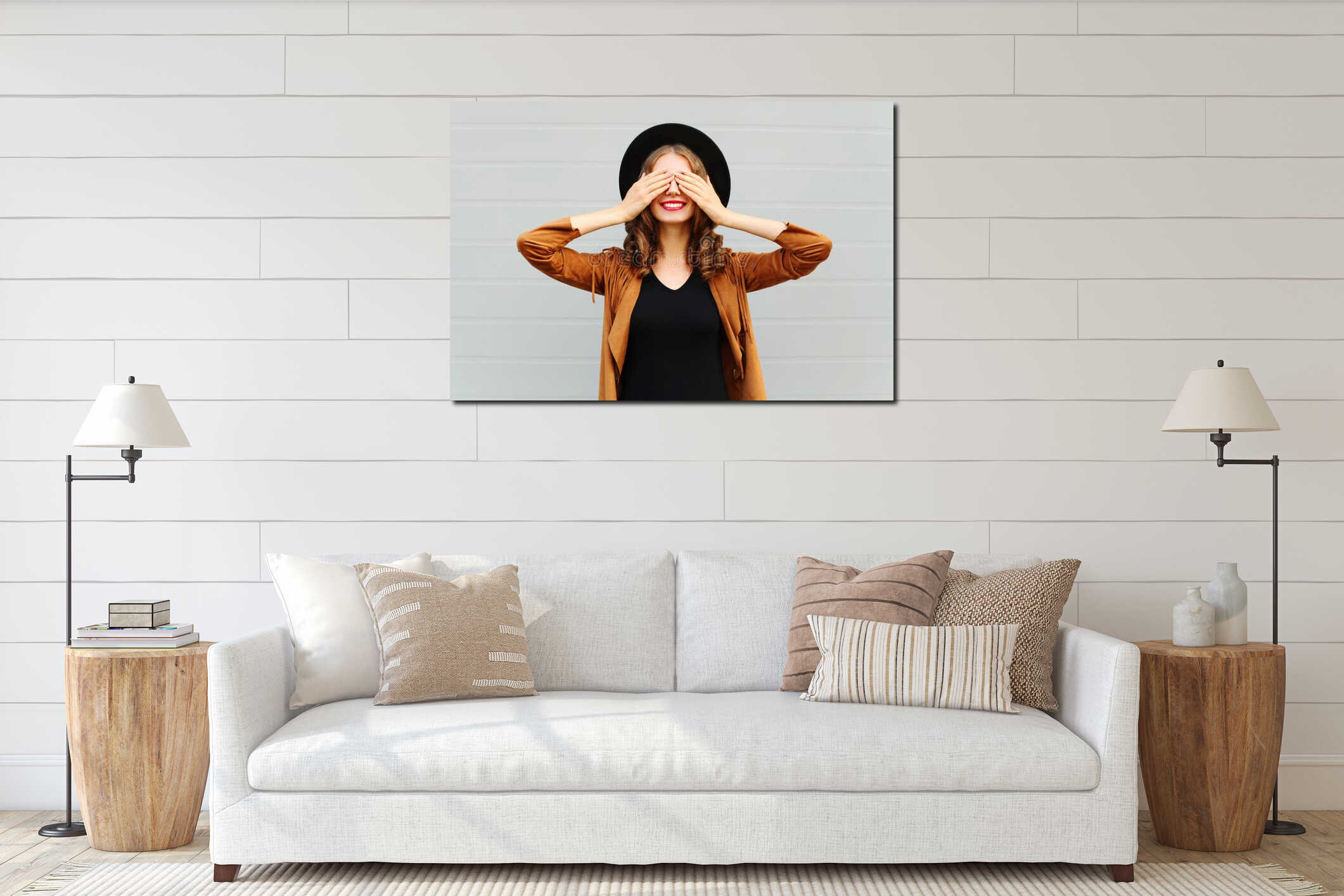 Canvas hanging interior mockup