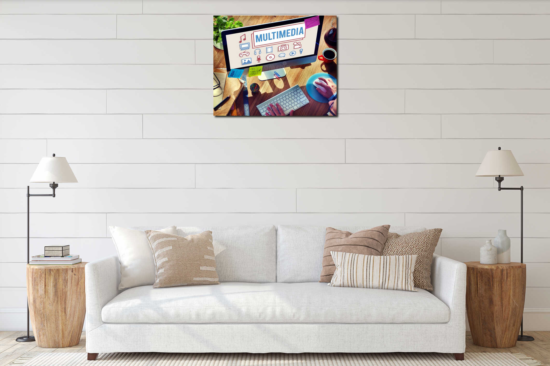 Canvas hanging interior mockup
