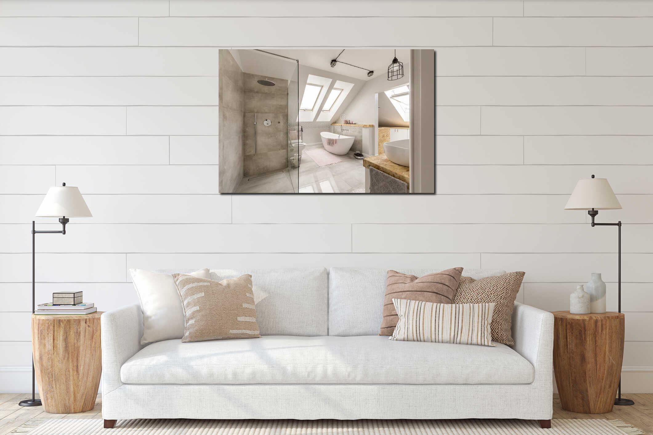 Canvas hanging interior mockup