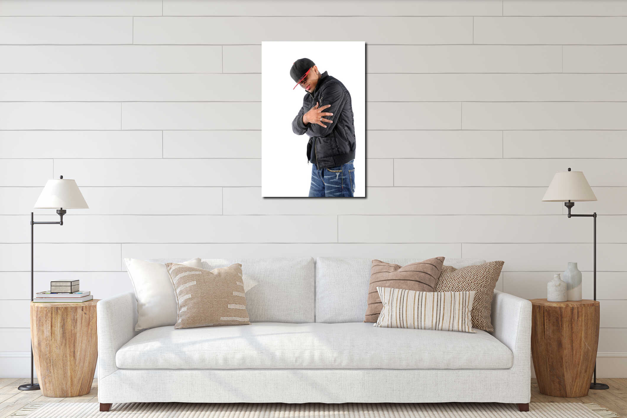 Canvas hanging interior mockup