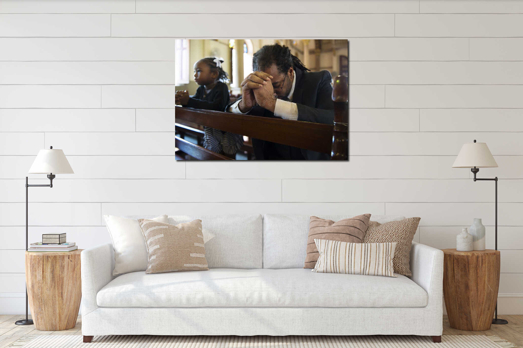 Canvas hanging interior mockup