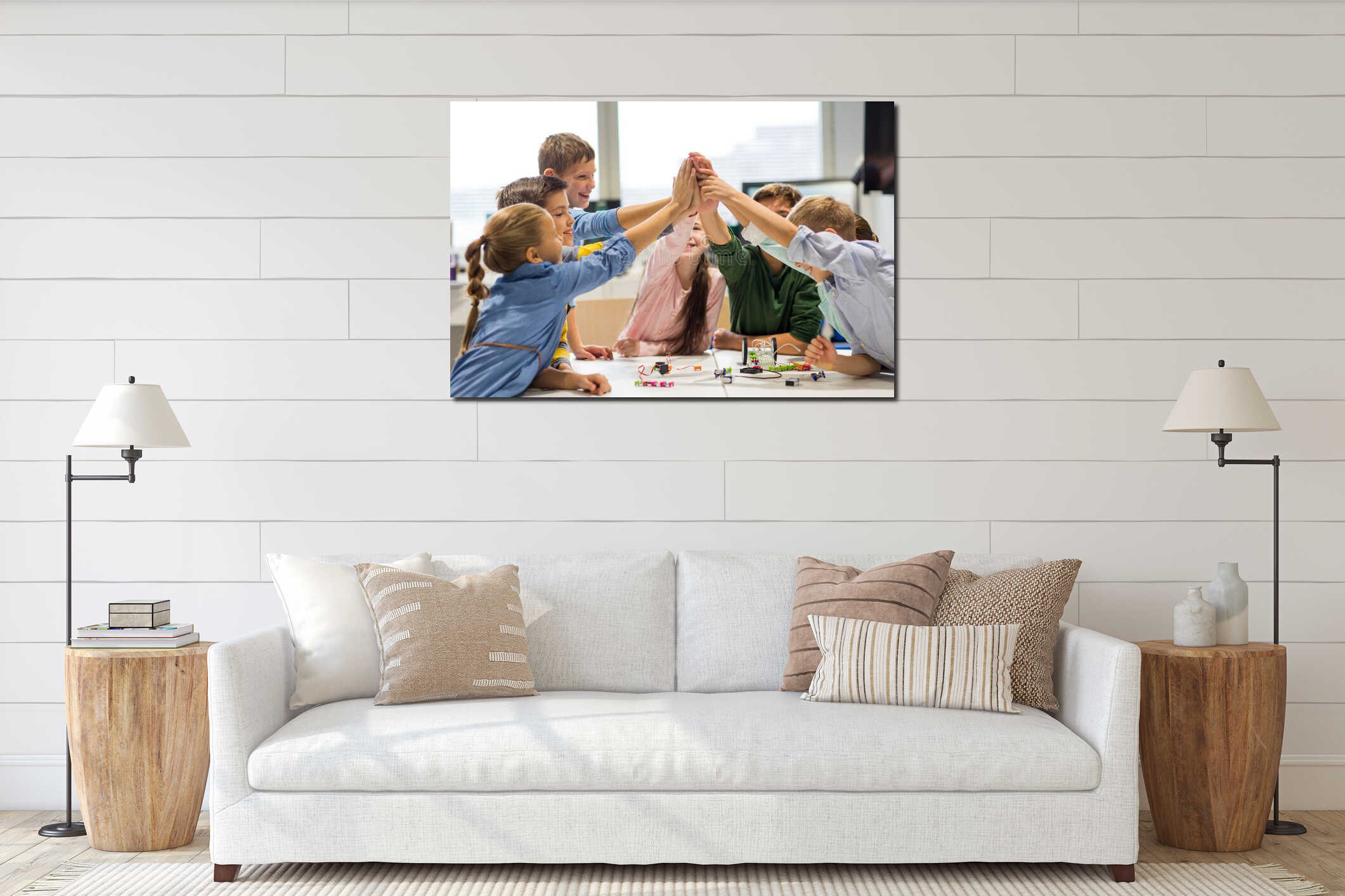 Canvas hanging interior mockup