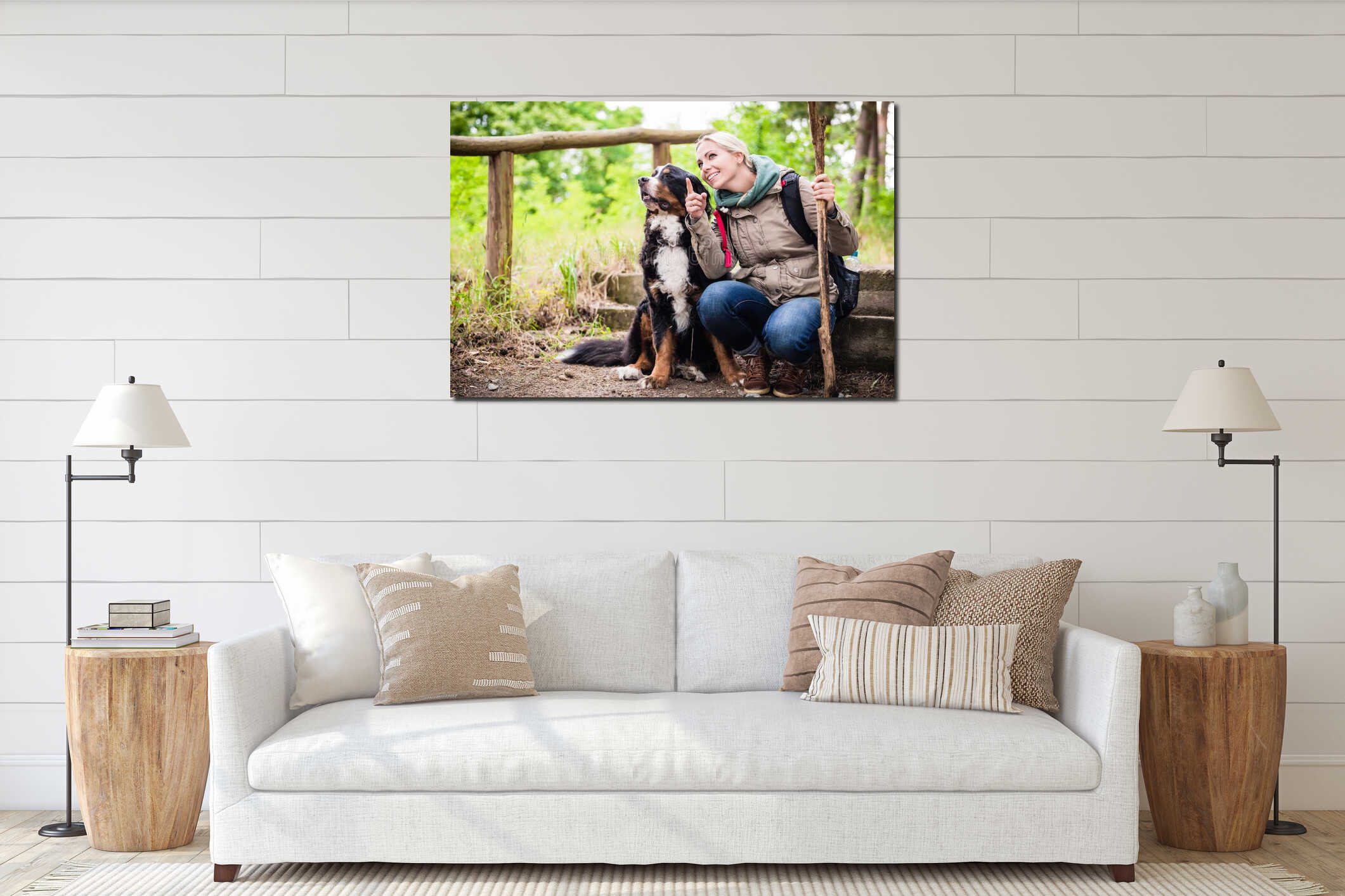 Canvas hanging interior mockup