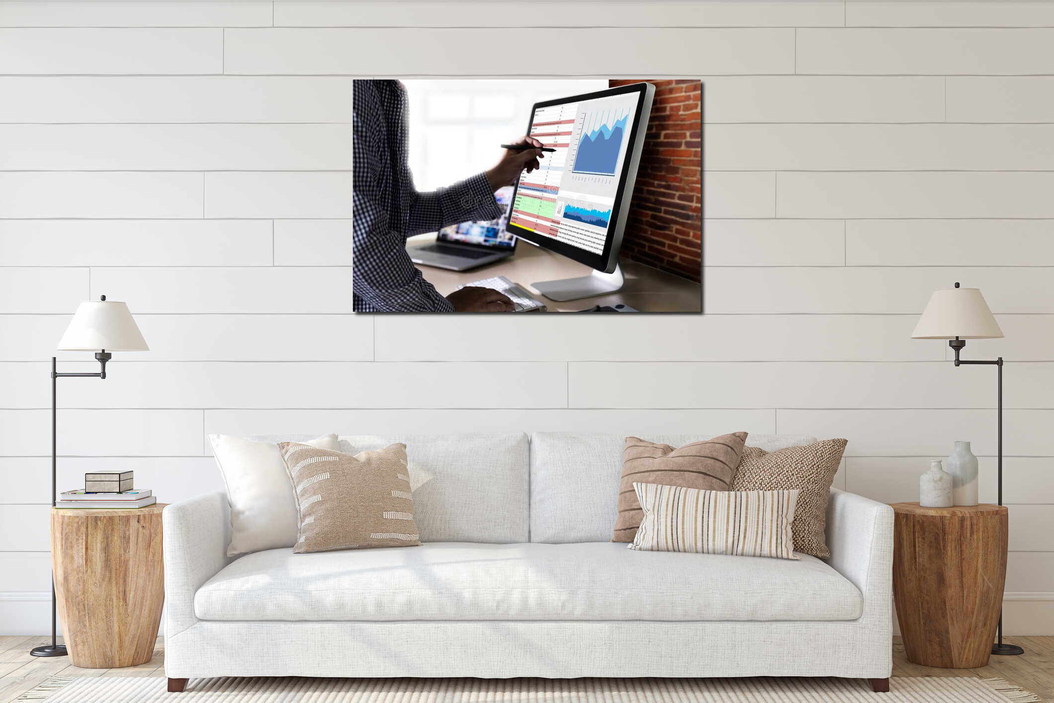 Canvas hanging interior mockup