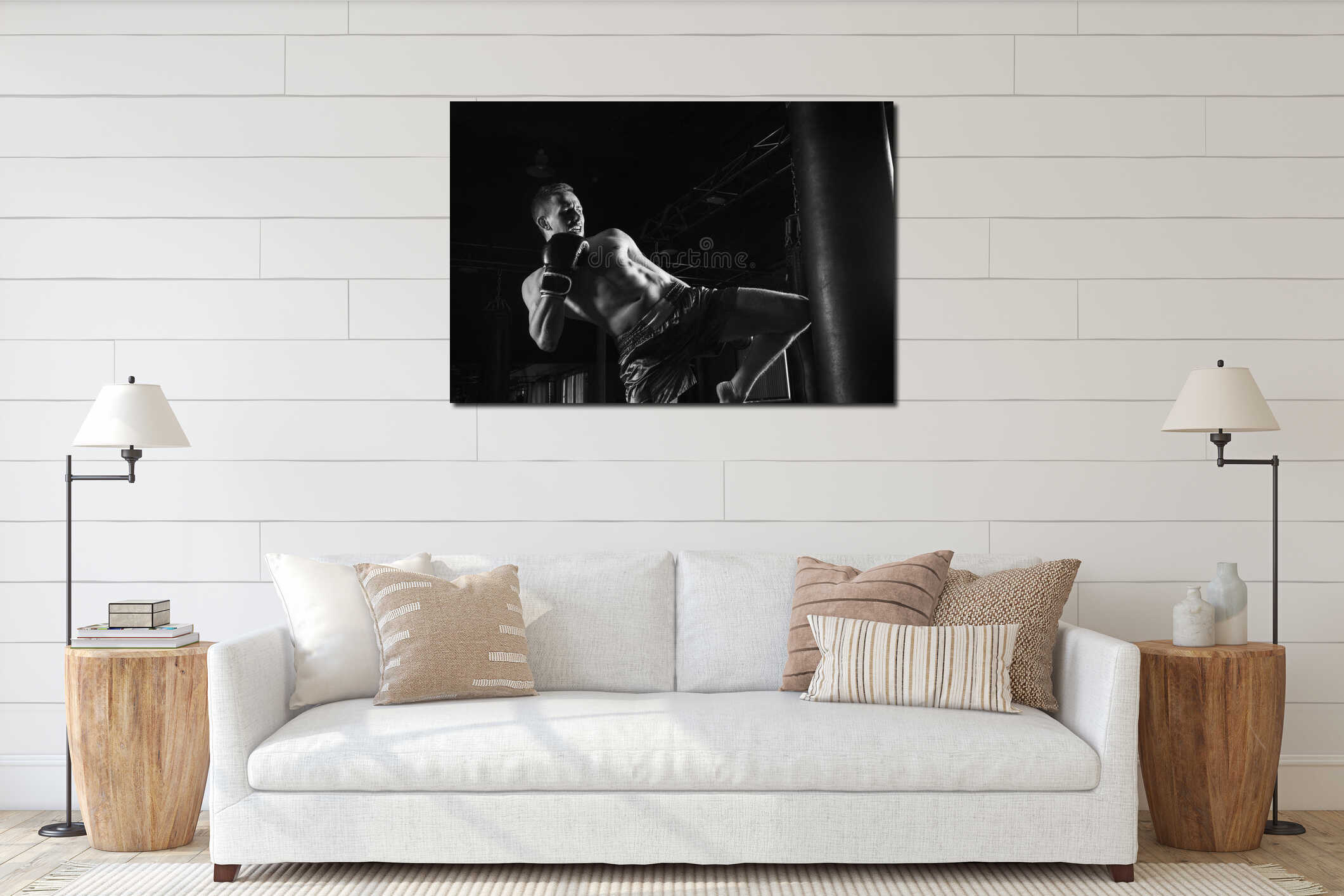 Canvas hanging interior mockup