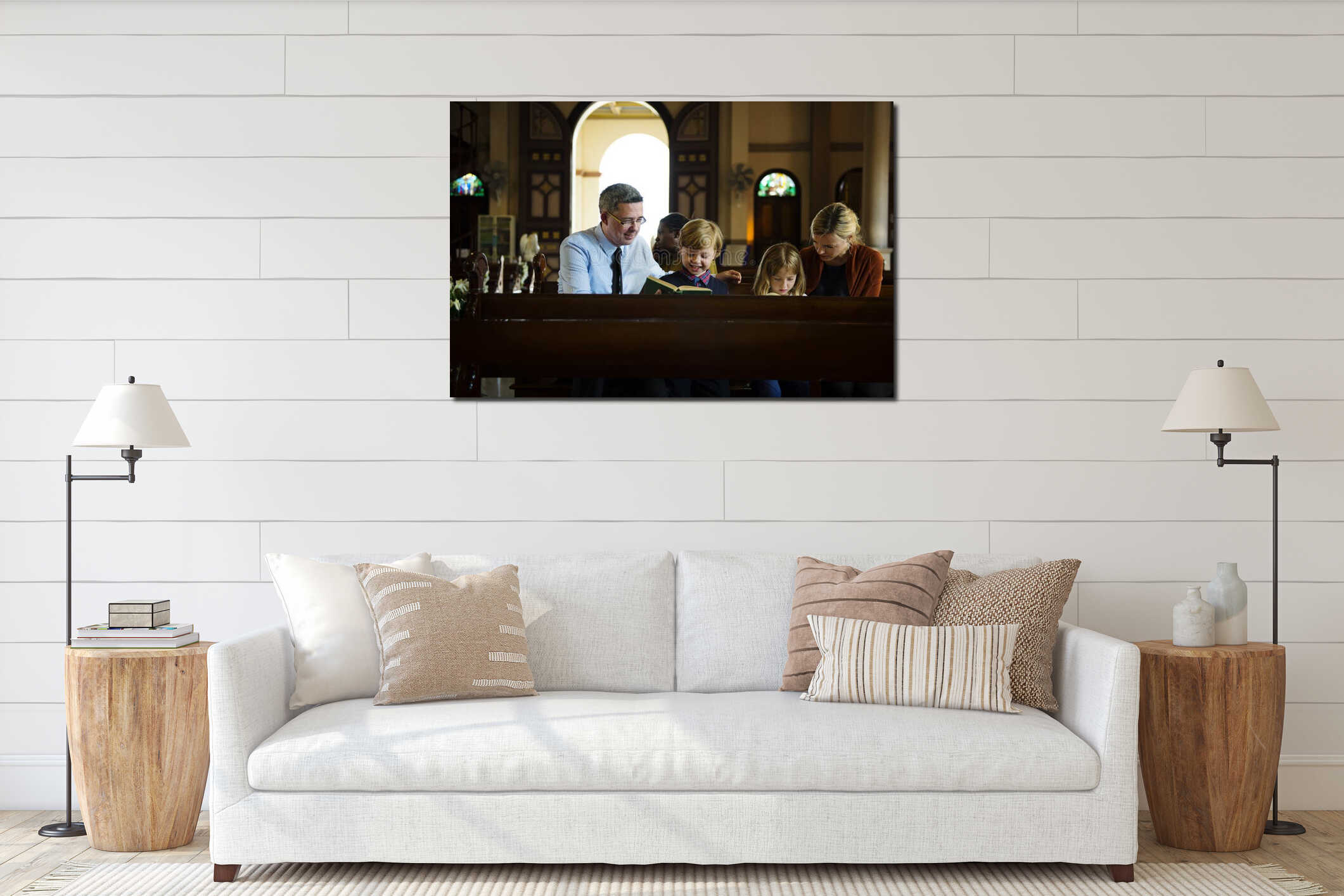 Canvas hanging interior mockup
